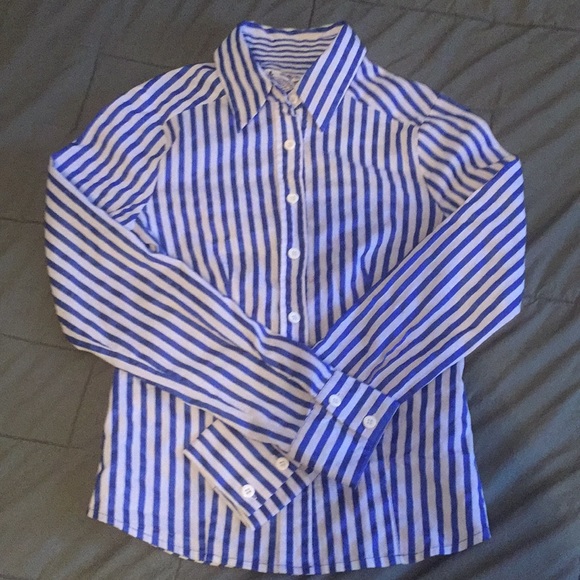 Blue and white striped long sleeved top! - Picture 1 of 3